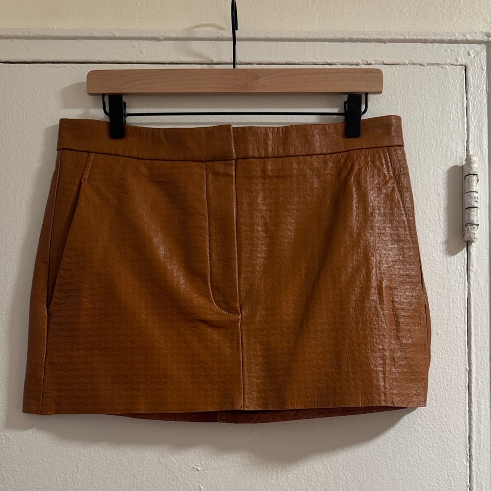 COS Atelier Brown Leather Mini Skirt